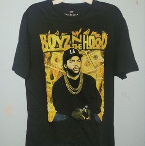 Black Graphic Tee with Gold Print